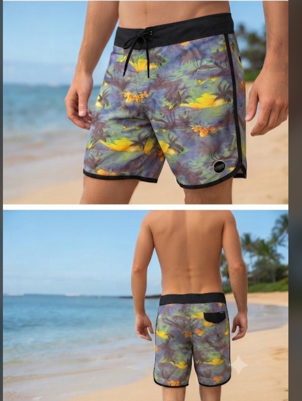 Ezekiel Men's Tropical Print Board Shorts/Swim Trunks (Unlined) Size 33